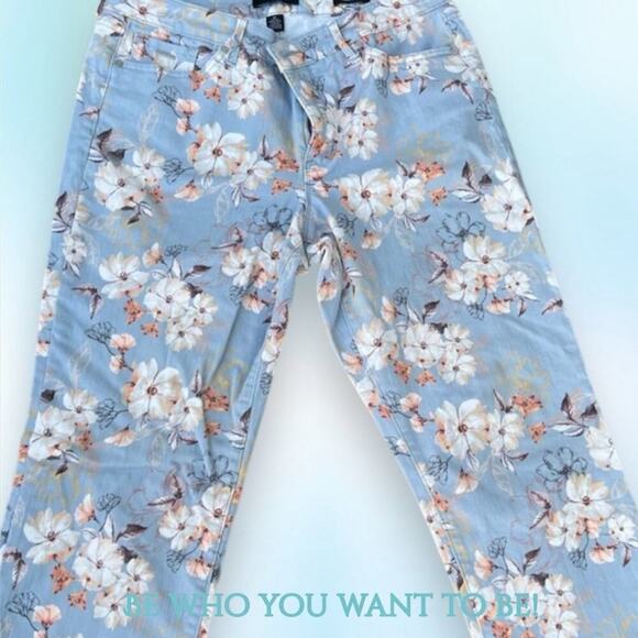 Nine West Chrystie blue floral capris, women's size 12 - Picture 1 of 8